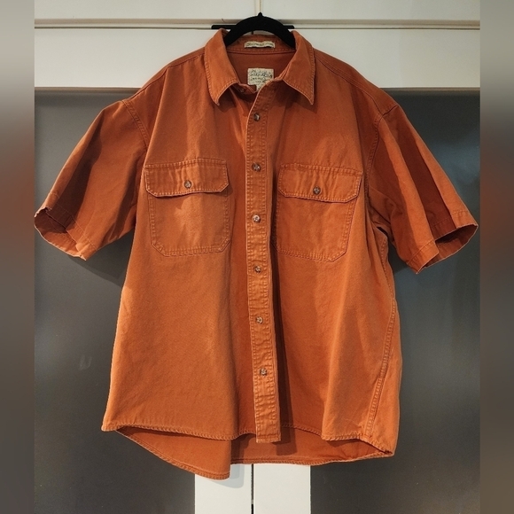 Cabelas Stonewash Canvas Button Down Tshirt XL Rust - Picture 1 of 6